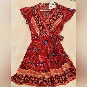 Small, red, floral dress by Zesica